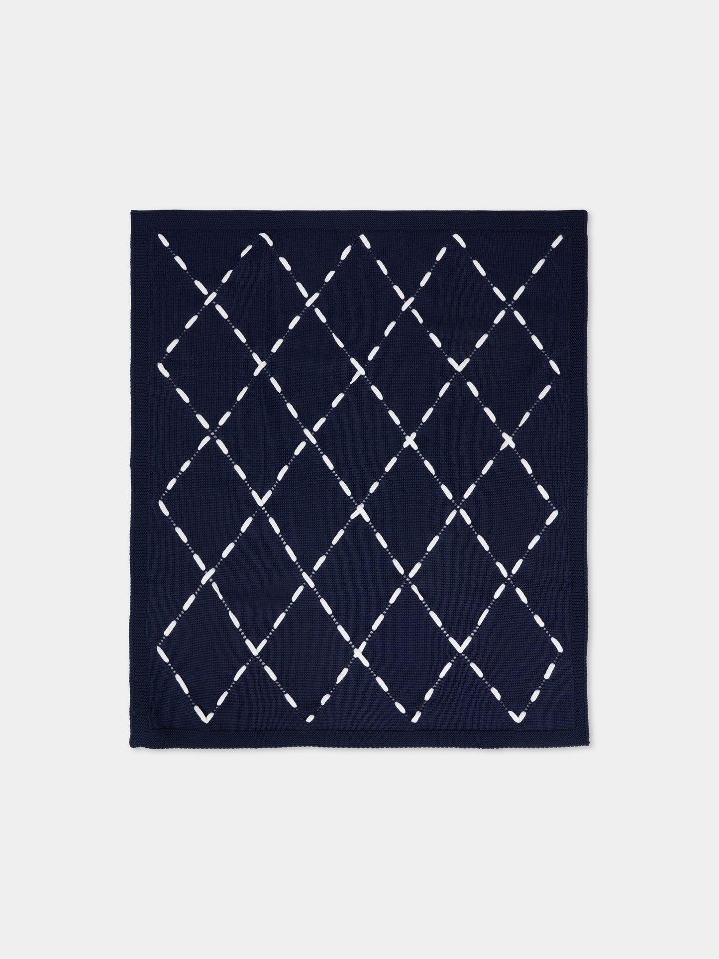 Coperta blu per neonato con rombi,Little Bear,2139 BLU/LATTE