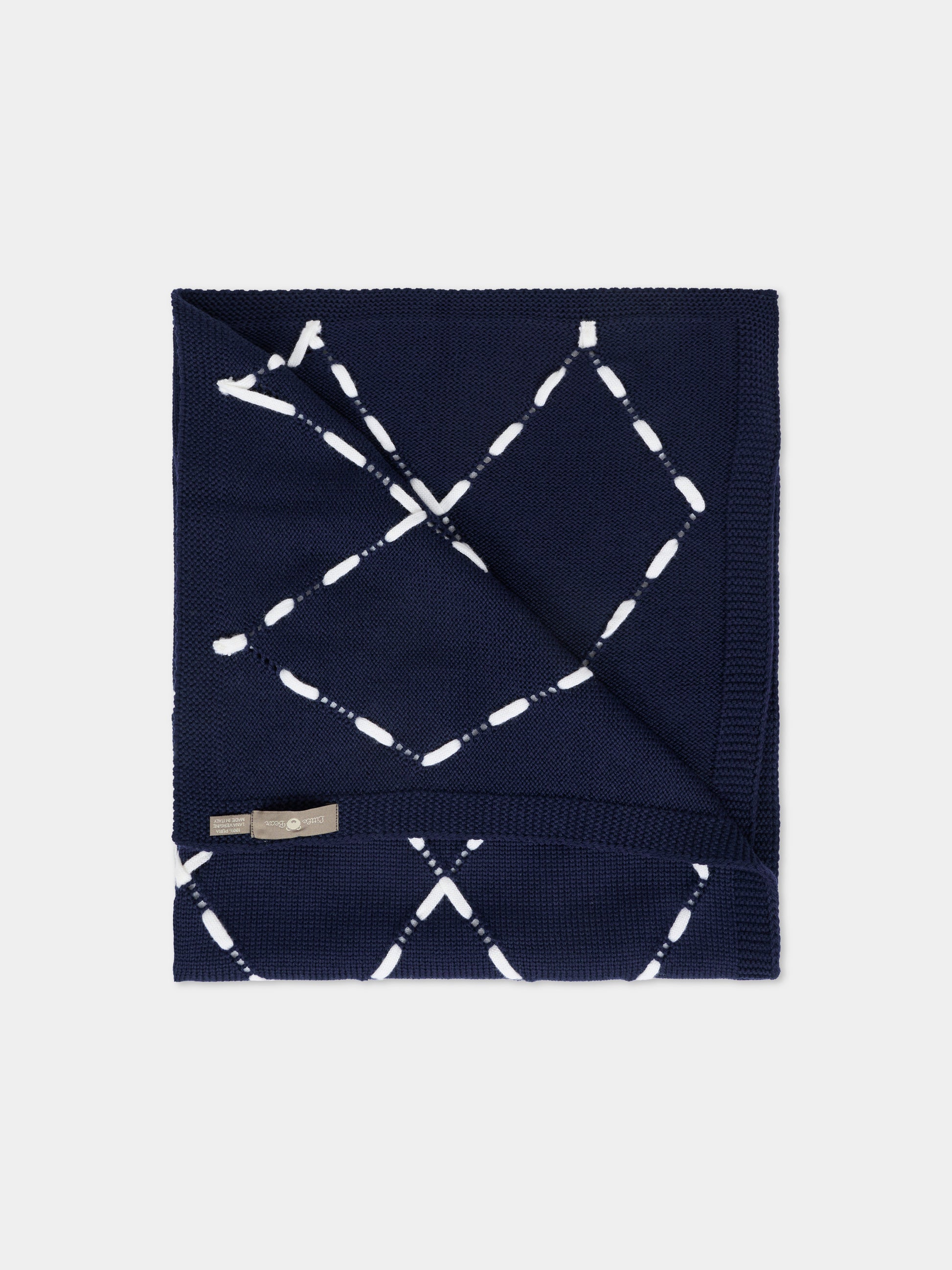 Coperta blu per neonato con rombi,Little Bear,2139 BLU/LATTE