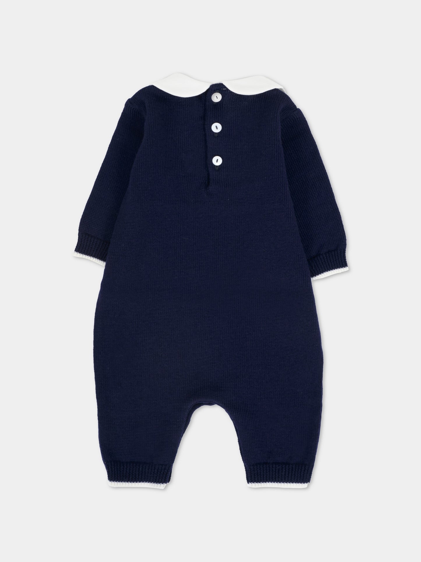 Tutina blu per neonato con nastro avorio,Little Bear,2125 BLU/LATTE