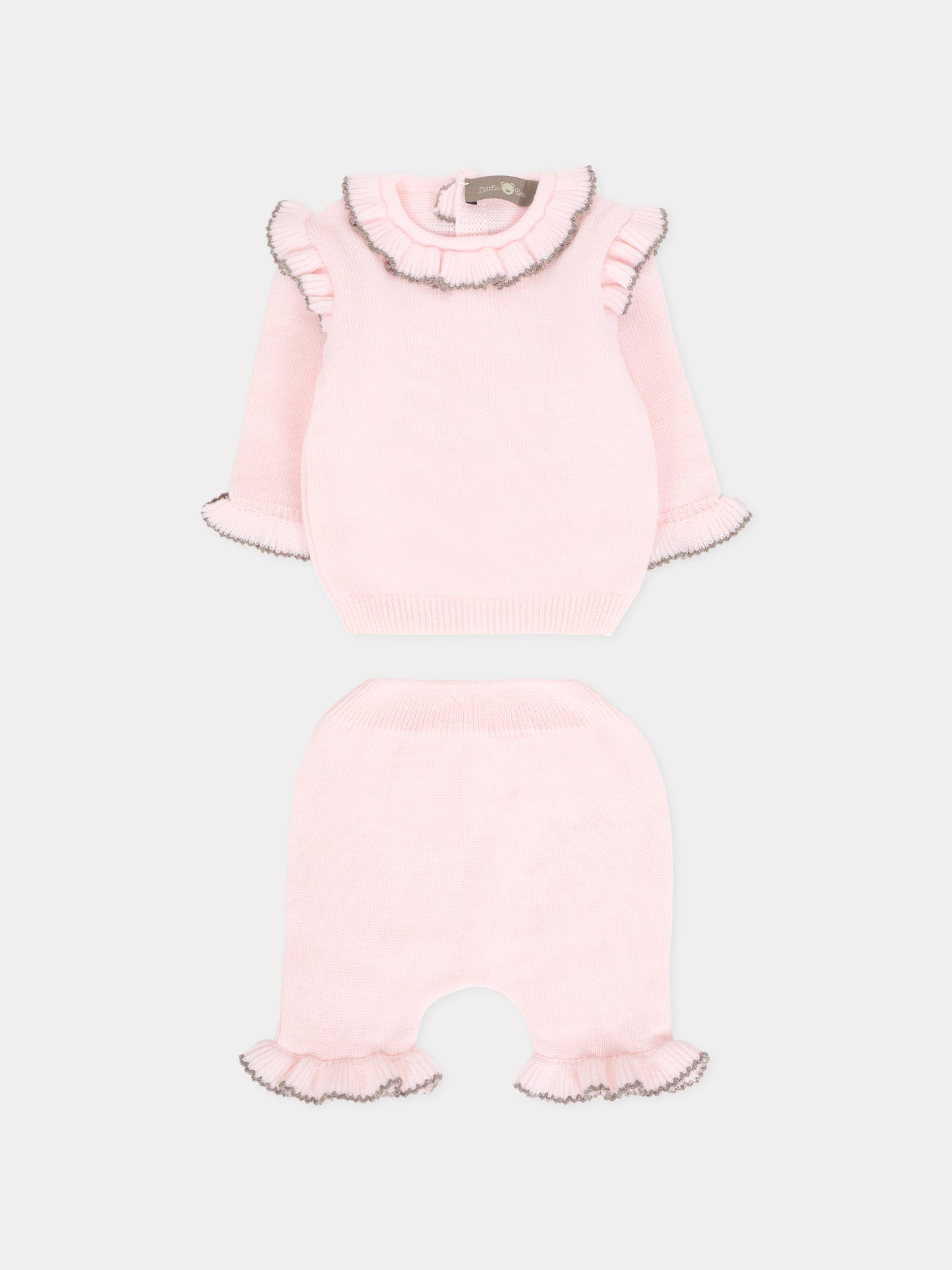 Completo rosa per neonata con volant,Little Bear,2134 CIPRIA/TORTORA