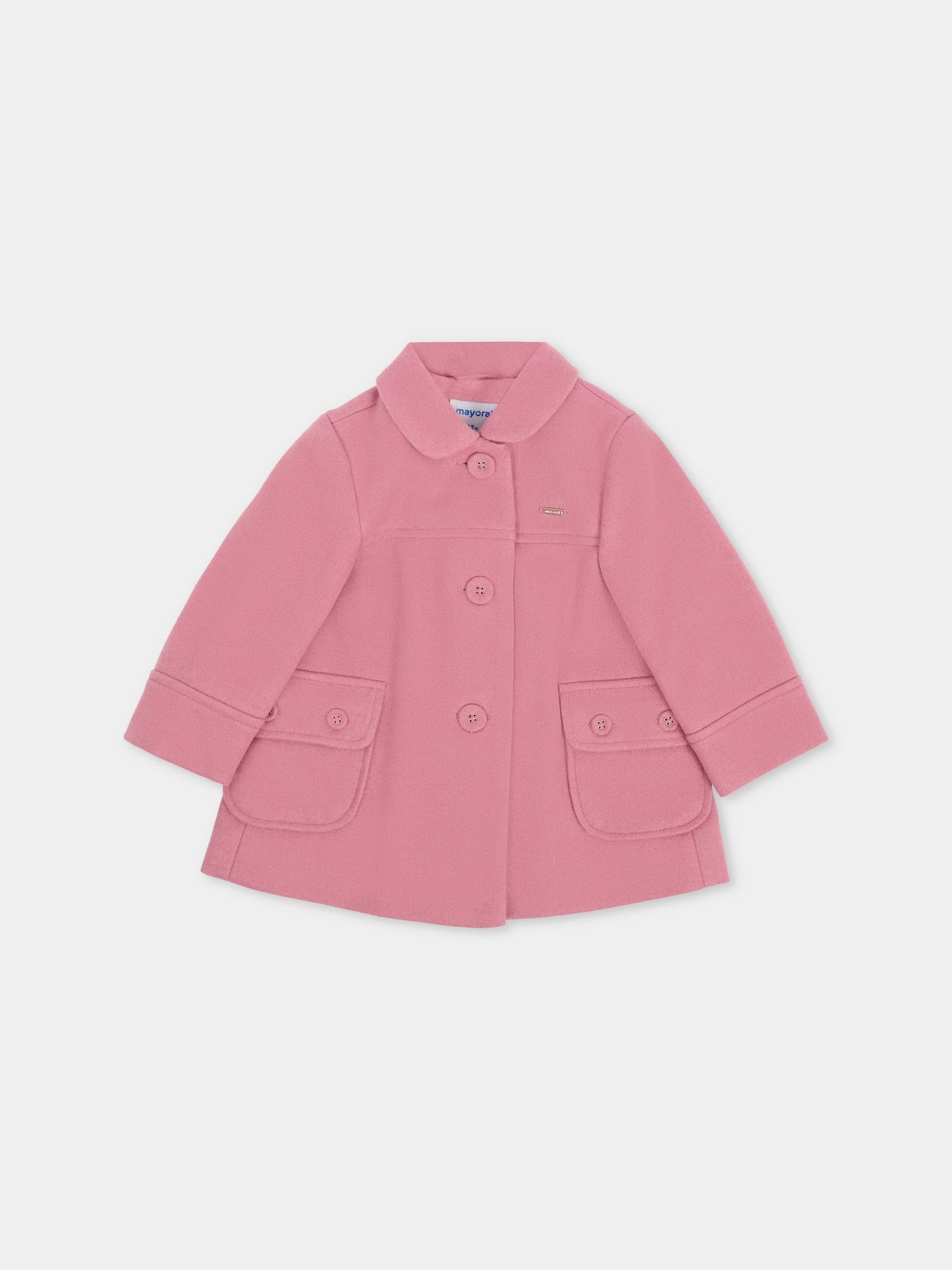 Cappotto rosa per neonata con patch logato,Mayoral,2433 025