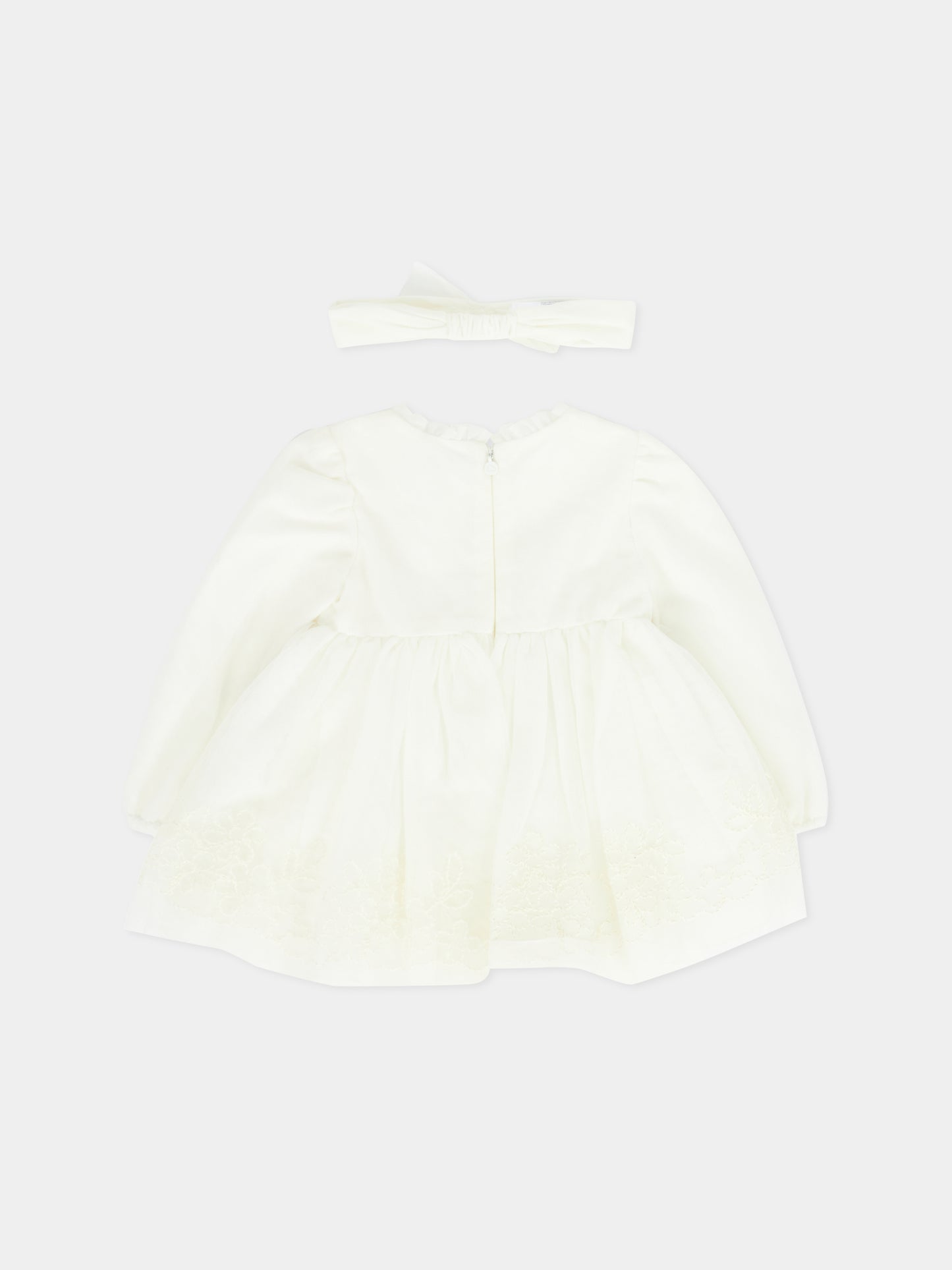 Vestito avorio per neonata con fiori ricamati,Mayoral,2902 064