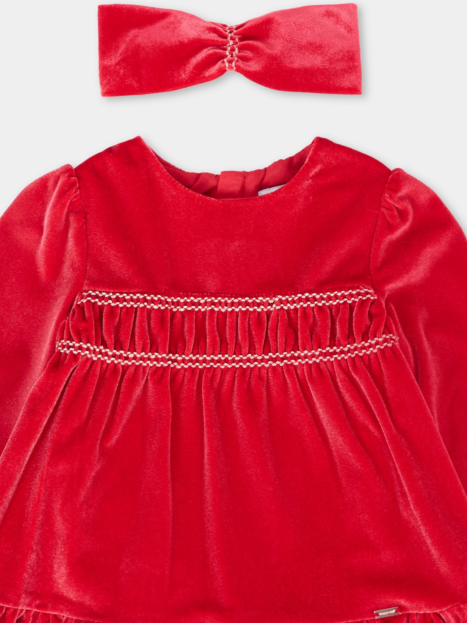 Vestito rosso per neonata con logo,Mayoral,2904 075