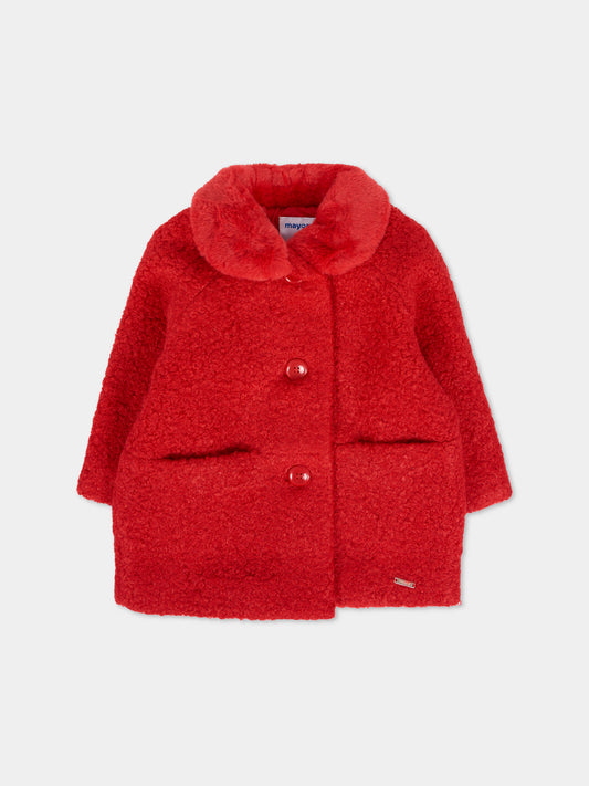 Cappotto rosso per neonata con patch logato,Mayoral,2432 076