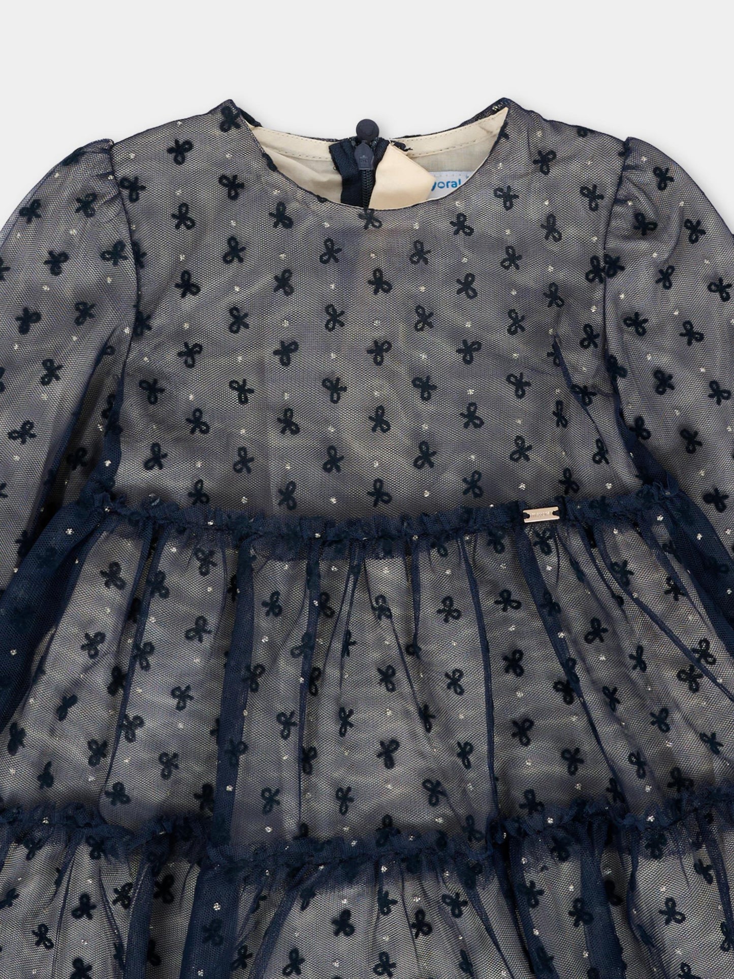 Vestito blu per neonata con logo,Mayoral,2907 081