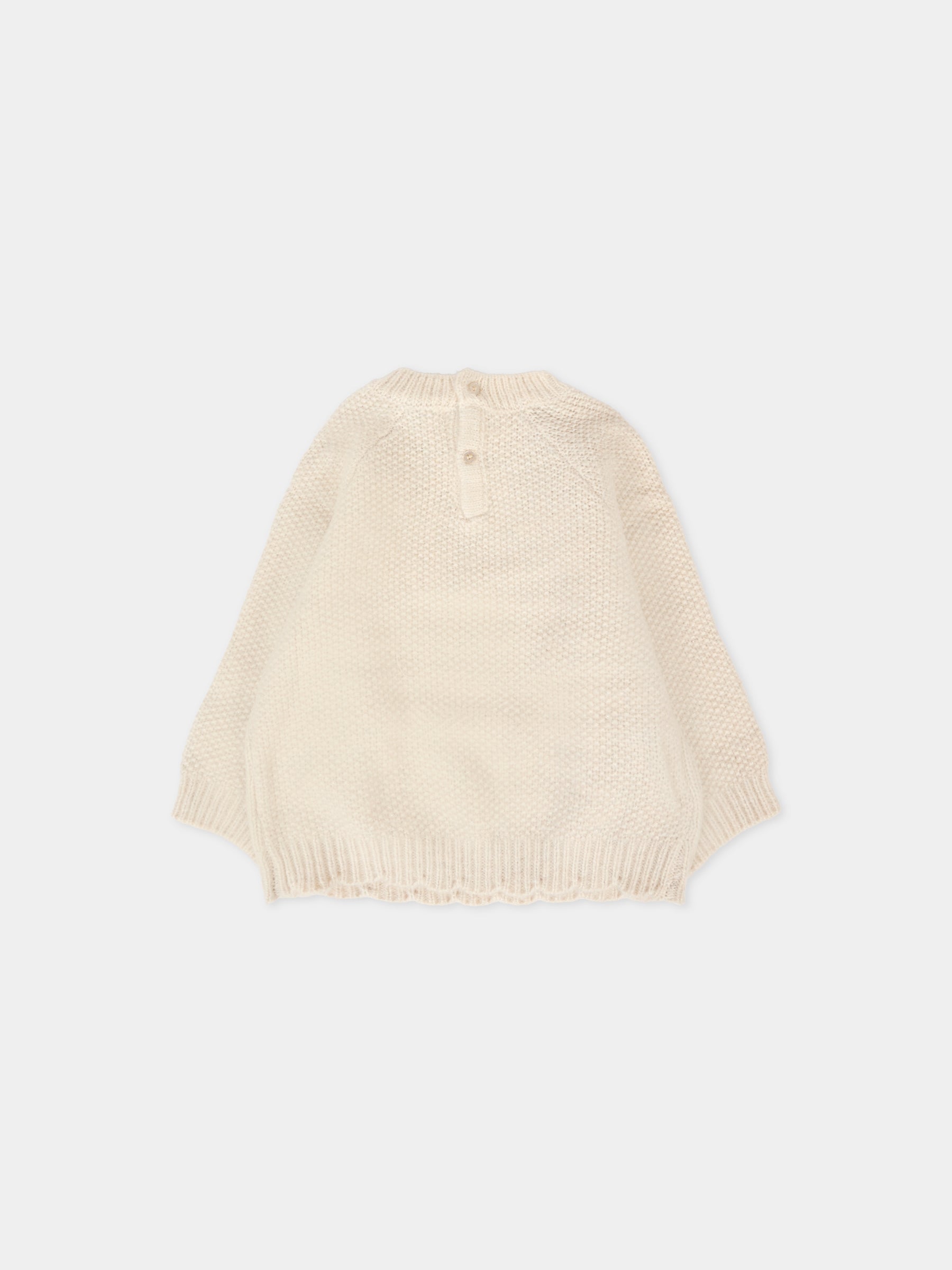 Maglione beige per neonata con fiori,Mayoral,2352 053