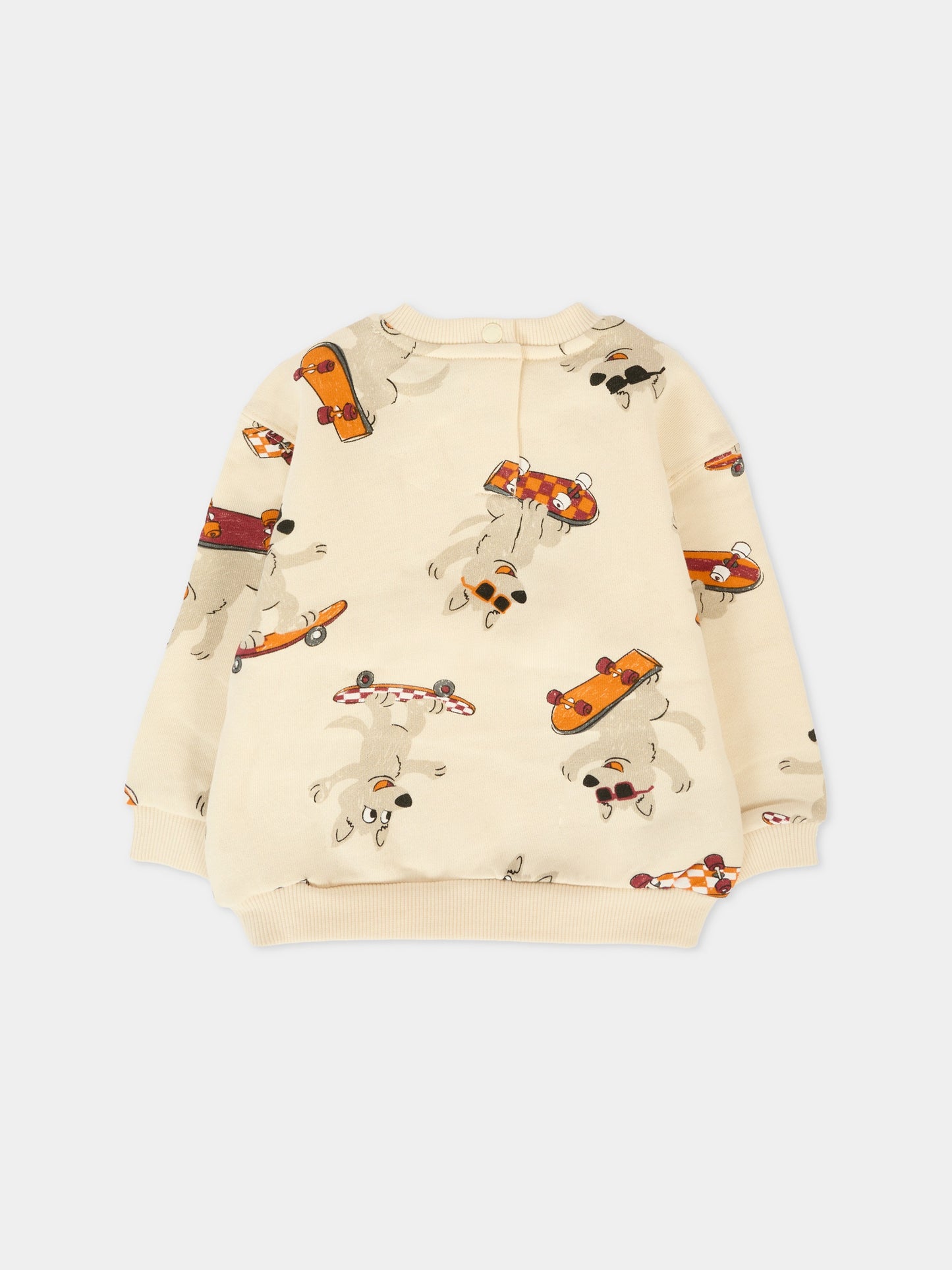 Felpa beige per neonato con lupo all over,Mayoral,2417 036