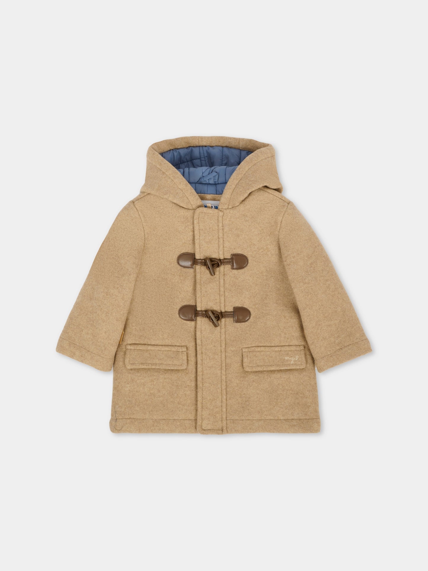 Cappotto Montgomery beige per neonato con logo,Mayoral,2425 055