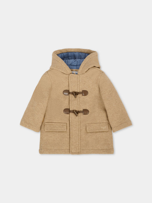 Cappotto Montgomery beige per neonato con logo,Mayoral,2425 055