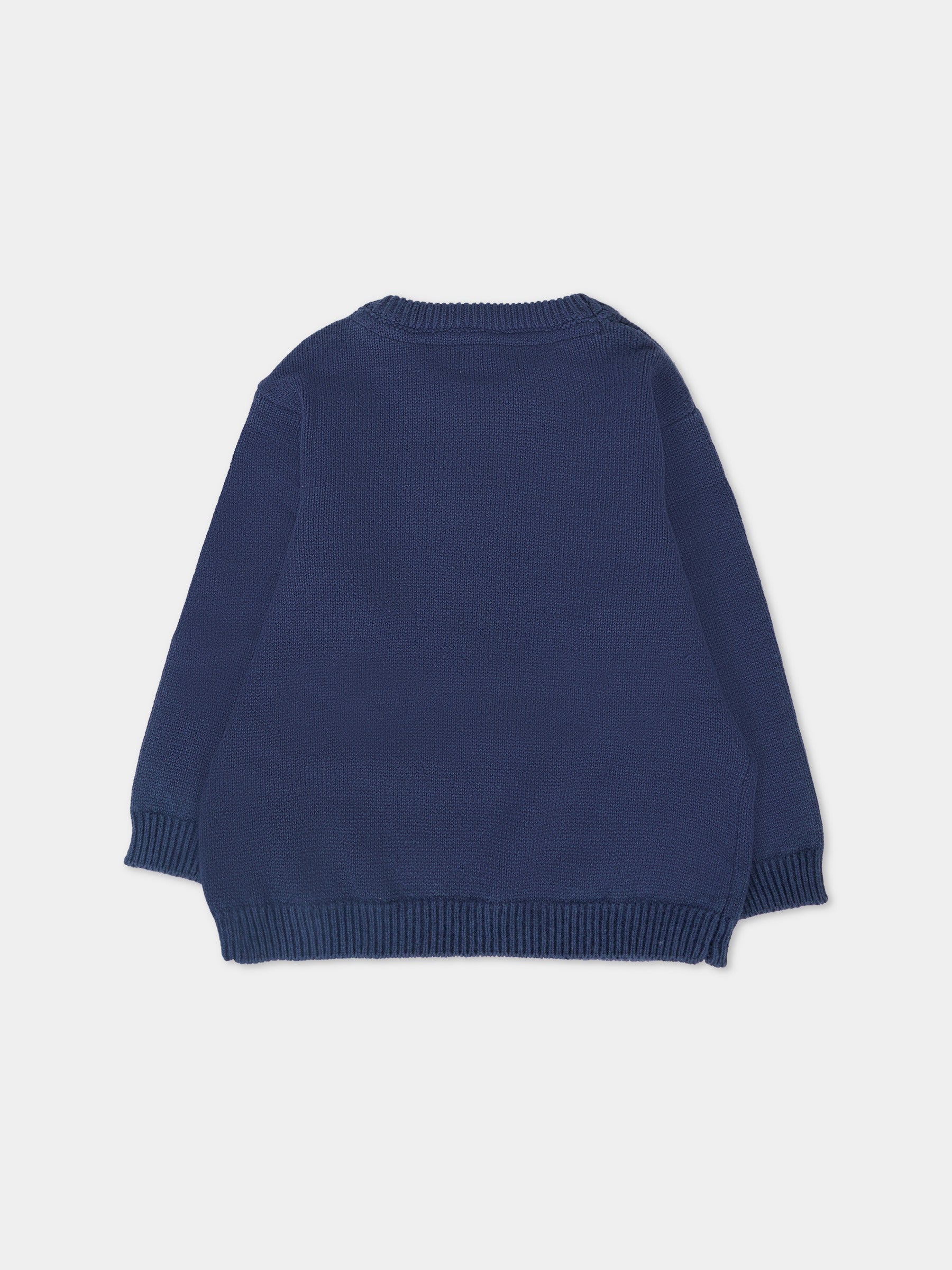 Maglione blu per neonato con logo,Mayoral,351 048