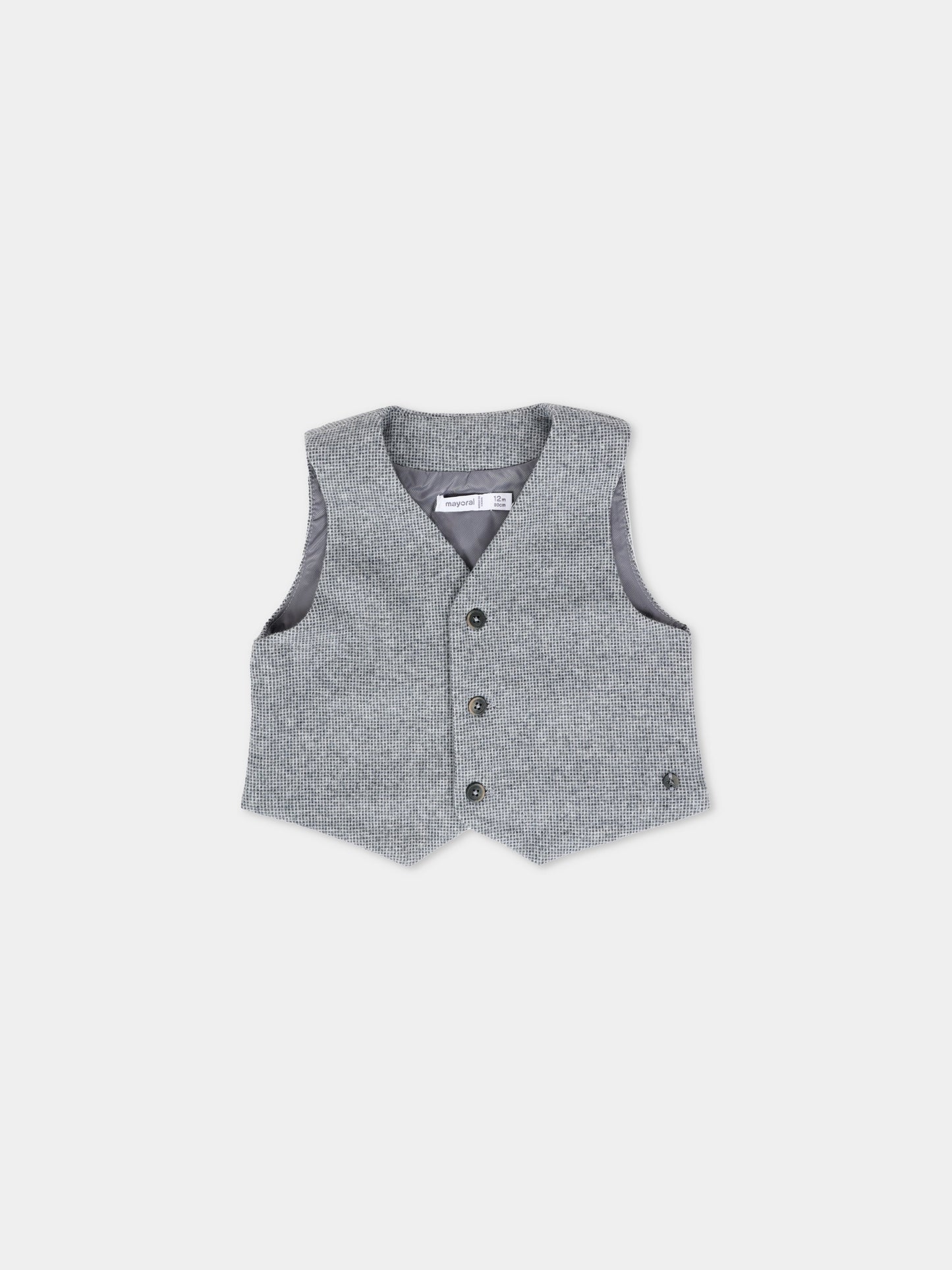 Panciotto grigio per neonato con logo,Mayoral,2349 014