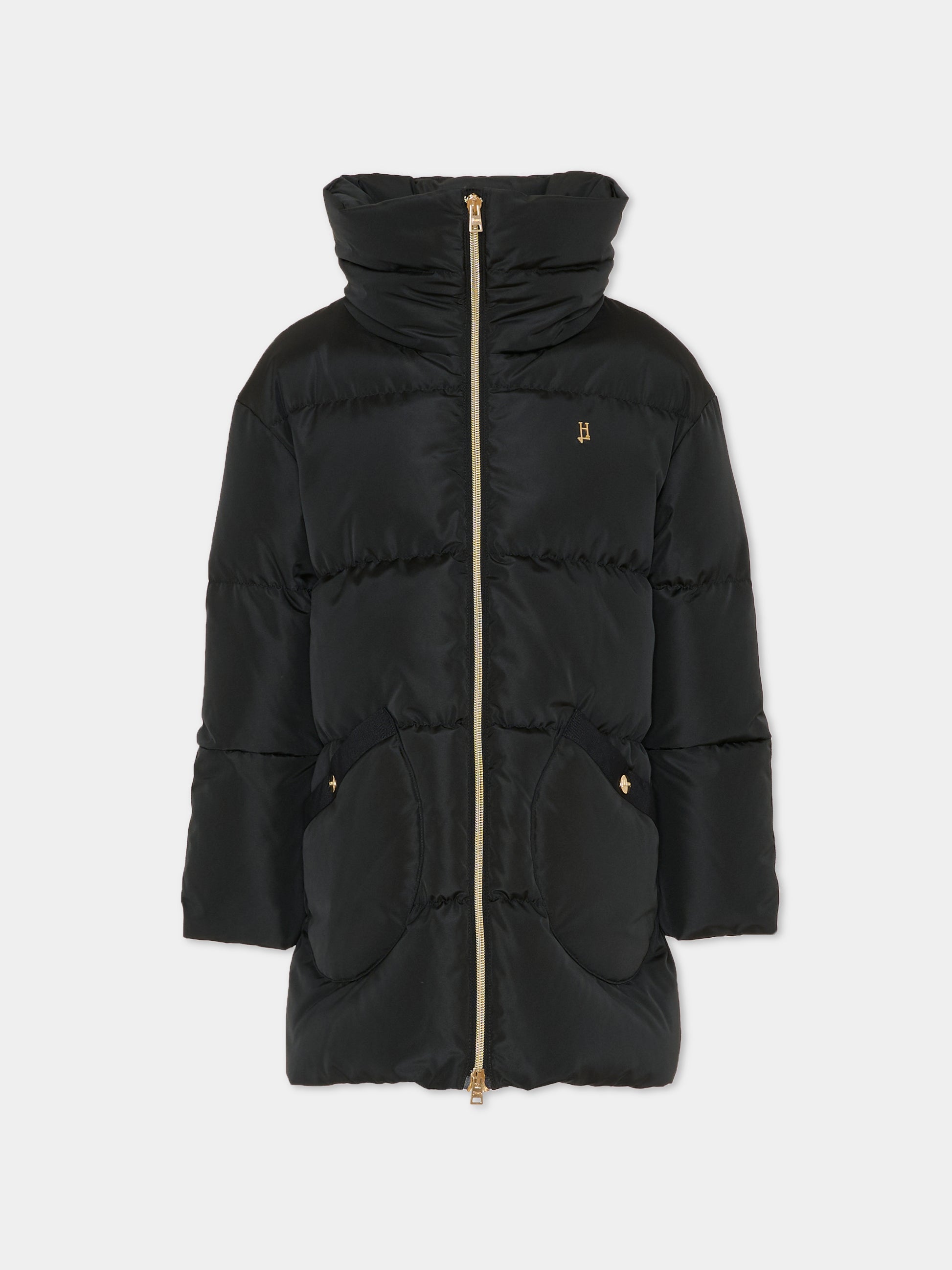Piumino nero per bambina con logo,Herno Kids,PI000191G 20045 9300