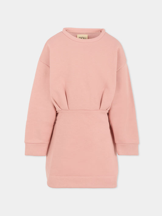 Vestito rosa per bambina con fiocco,Douuod Kids,DX1A50 Z2502 50R