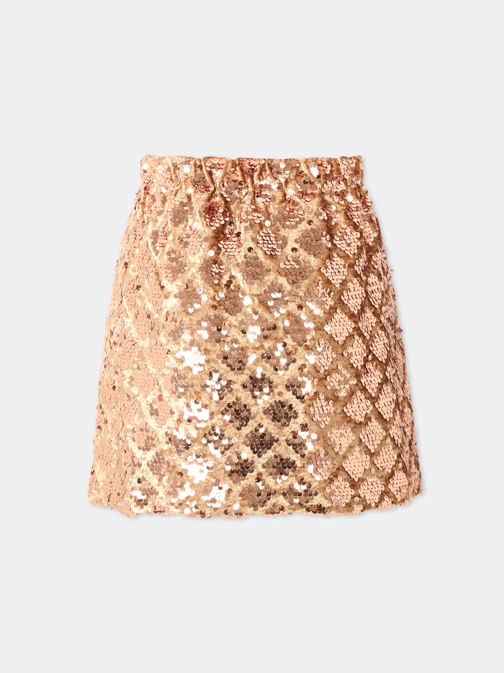 Gonna oro rosa per bambina con paillettes,Douuod Kids,DX7A81 U0239 309OR