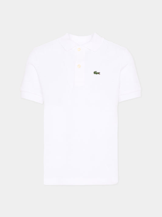 Polo bianca per bambino con logo,Lacoste,7354 W8L