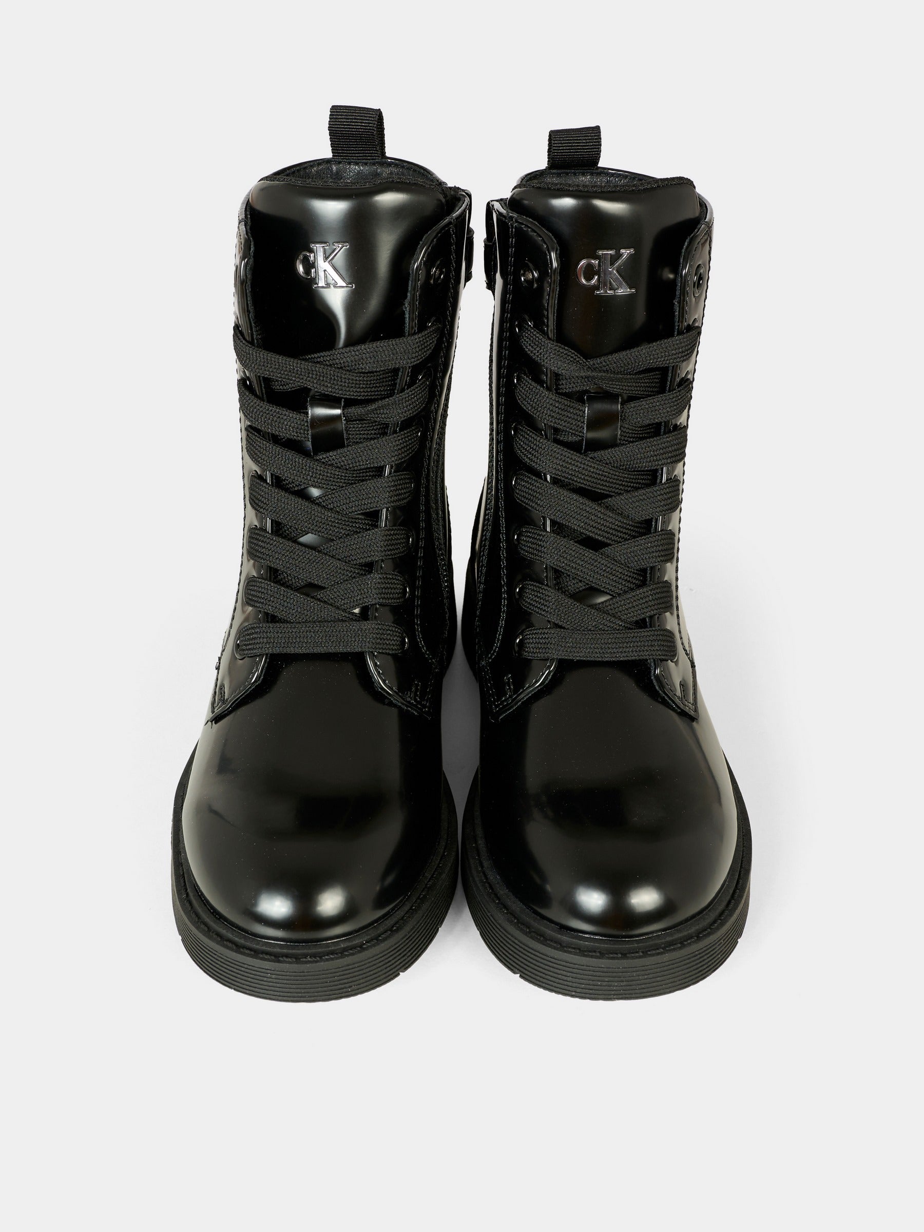 Anfibi neri per bambina con logo,Calvin Klein Kids,V3X5 83185 1453999