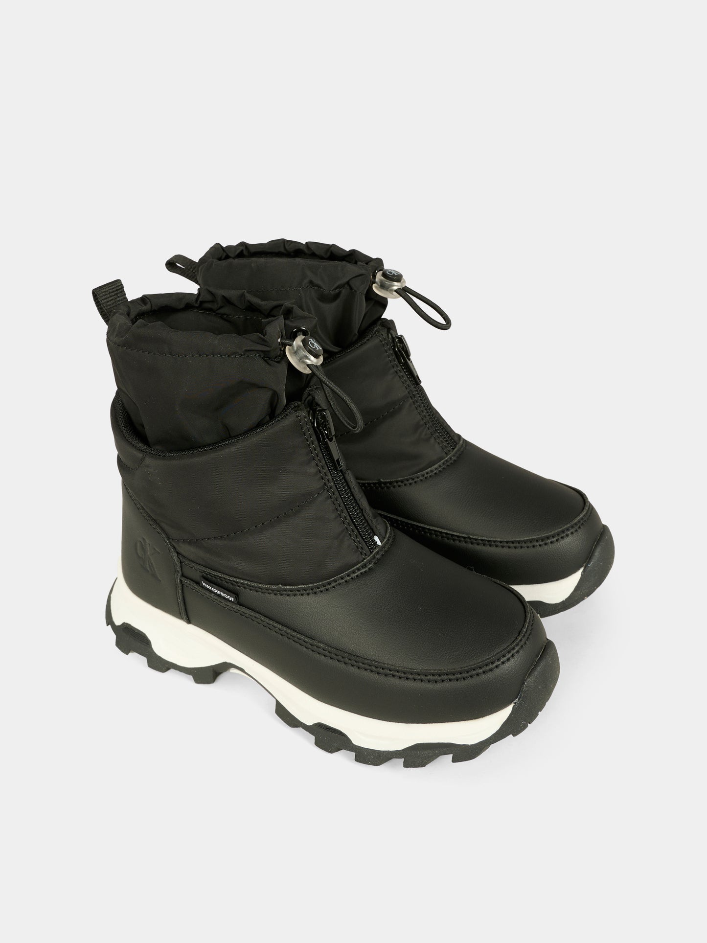 Stivaletti neri per bambini con logo,Calvin Klein Kids,V3X5 83193 1474999