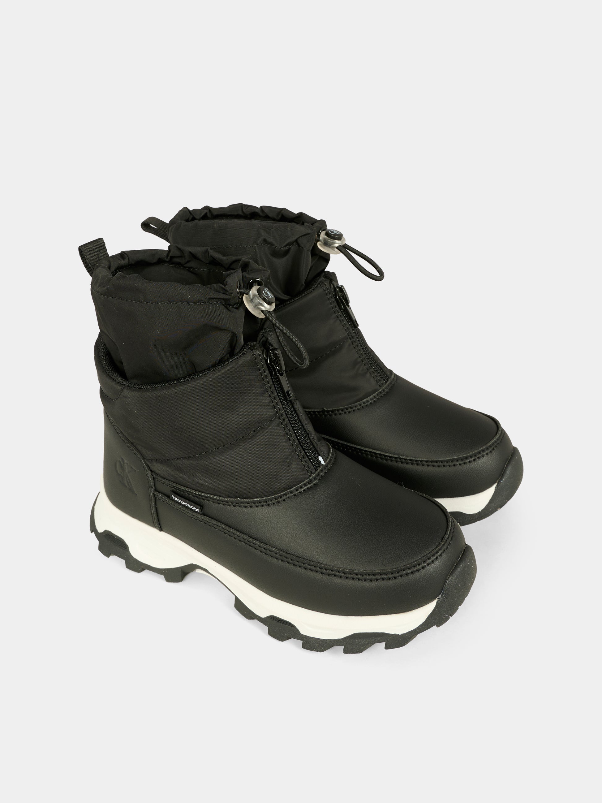 Stivaletti neri per bambini con logo,Calvin Klein Kids,V3X5 83193 1474999