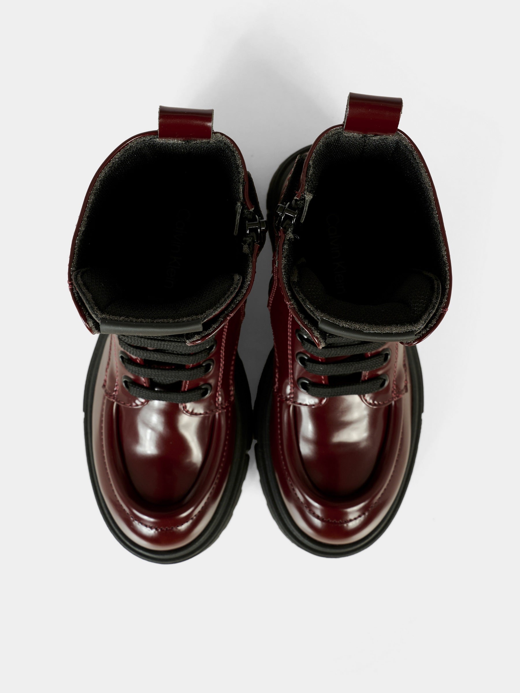 Anfibi bordeaux per bambina con logo,Calvin Klein Kids,V4A5 83132 1453356