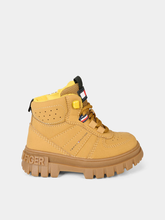 Stivali giallo ocra per neonato con logo,Tommy Hilfiger Junior,T1X5 34127 1696206