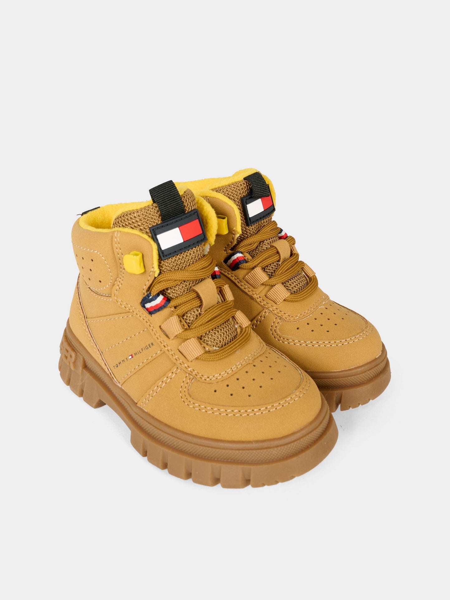 Stivali giallo ocra per neonato con logo,Tommy Hilfiger Junior,T1X5 34127 1696206