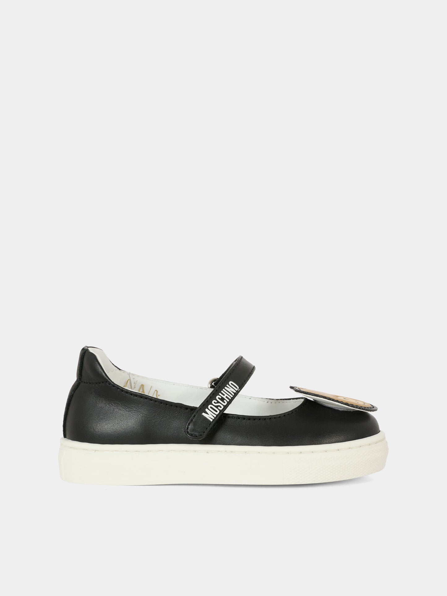 Ballerines noires pour bébé fille et fille avec Teddy Bear