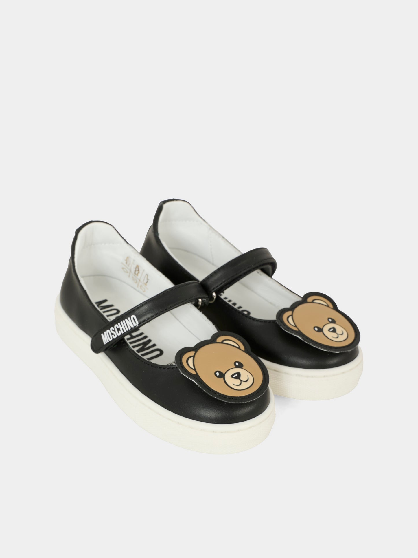 Ballerines noires pour bébé fille et fille avec Teddy Bear