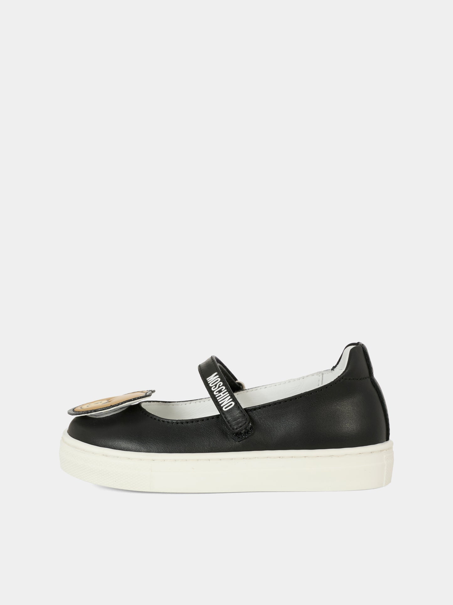 Ballerines noires pour bébé fille et fille avec Teddy Bear