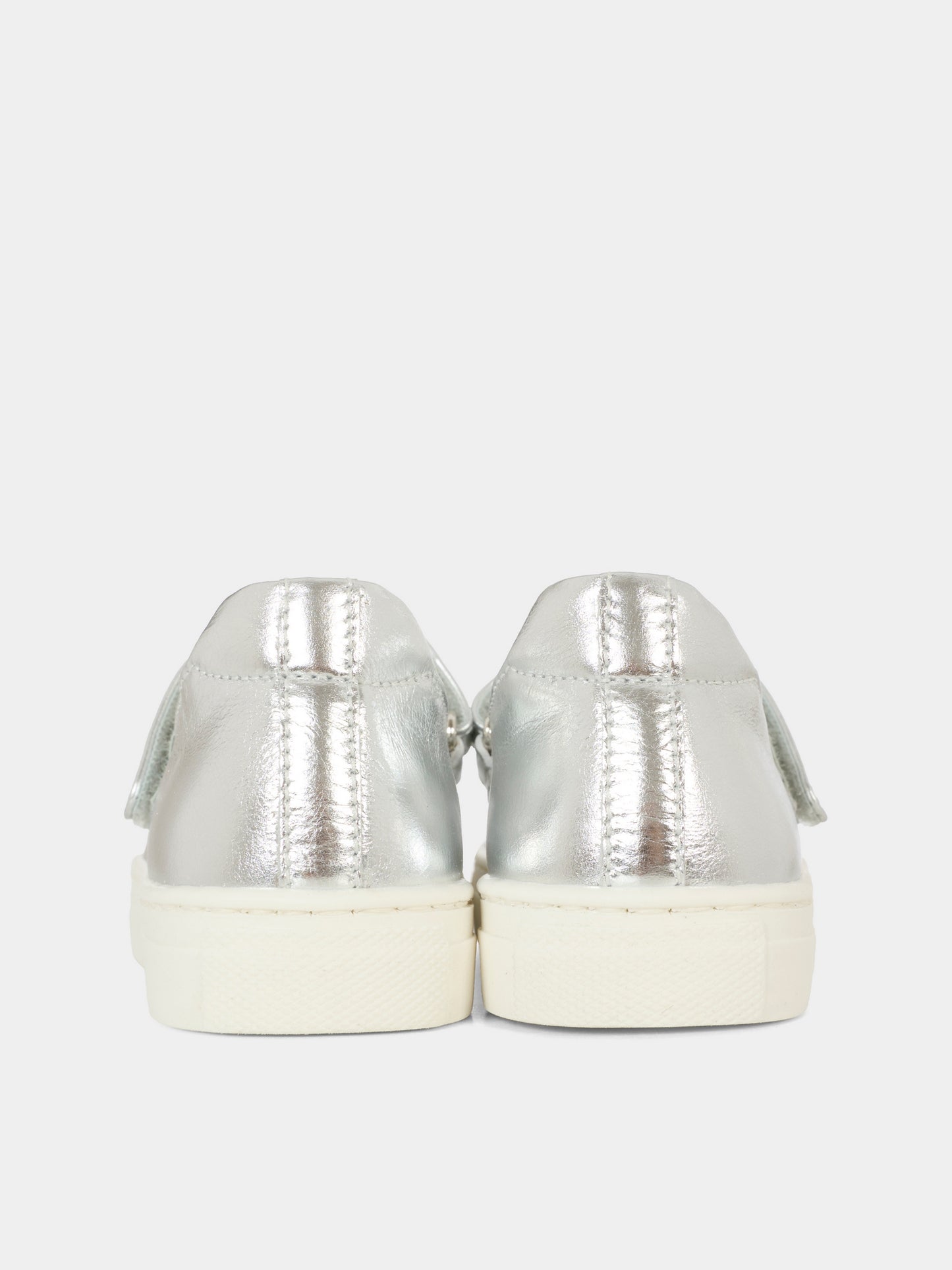 Ballerines argentées pour bébé fille et fille avec Teddy Bear
