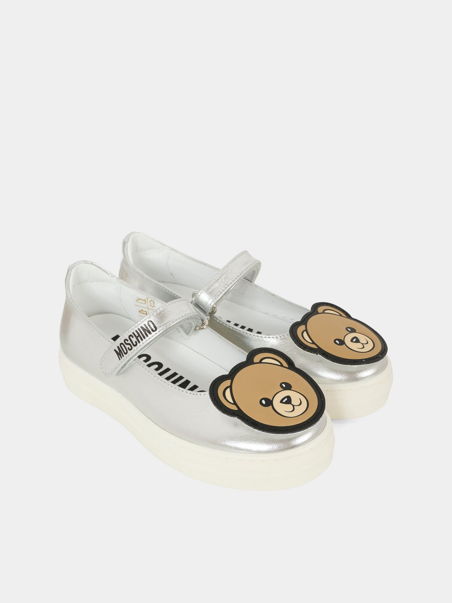 Ballerines argentées pour fille avec Teddy Bear