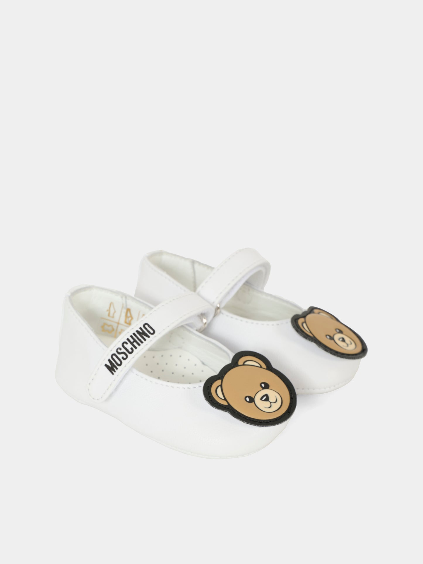 Ballerines blanches pour bébé fille avec Teddy bear