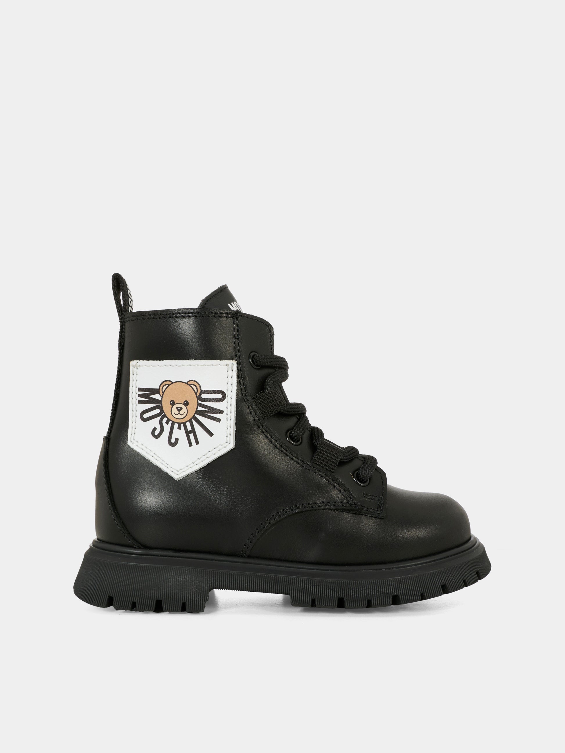 Anfibi neri per bambini con Teddy Bear,Moschino Kids,81862 - VAR1