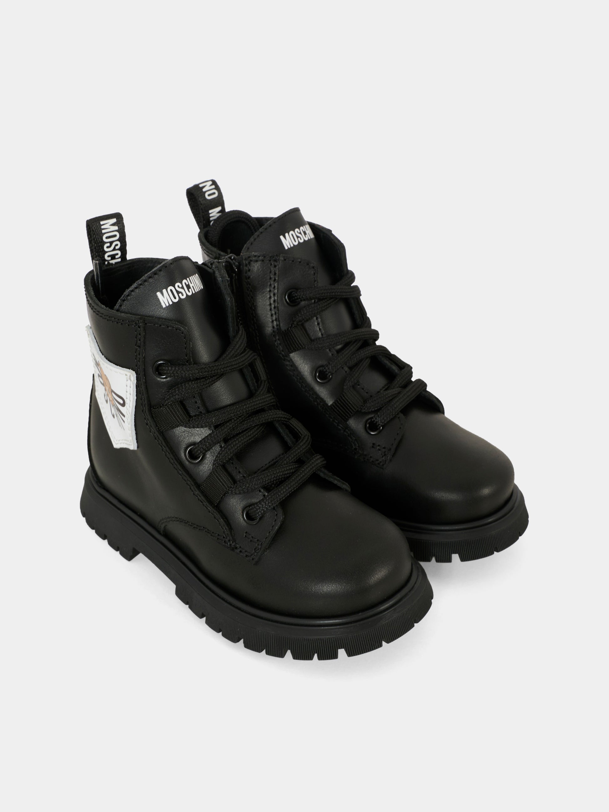 Anfibi neri per bambini con Teddy Bear,Moschino Kids,81862 - VAR1