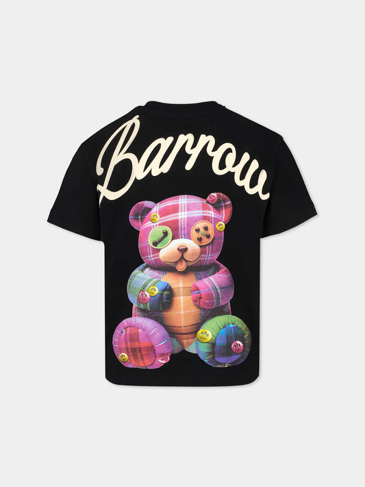 T-shirt nera per bambina con stampa Bear,Barrow,F5BKJGTH203 110