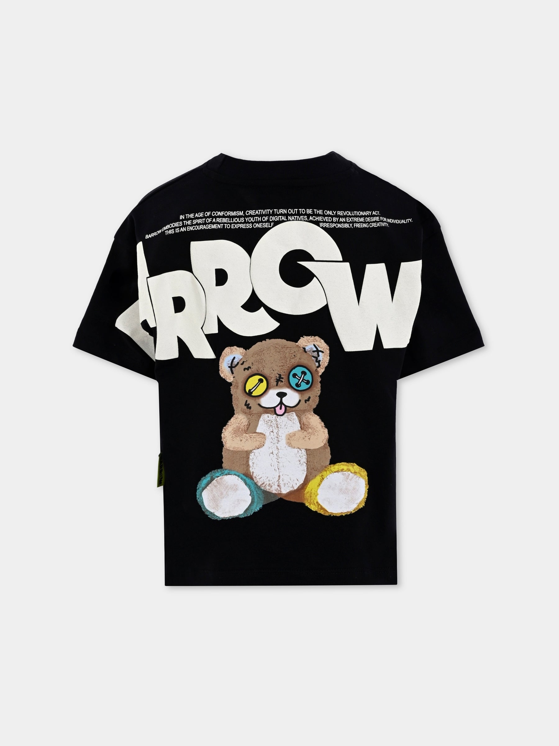 T-shirt nera per bambini con stampa Bear,Barrow,F5BKJUTH046 110