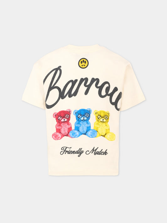 T-shirt avorio per bambini con logo,Barrow,F5BKJUTH103 013