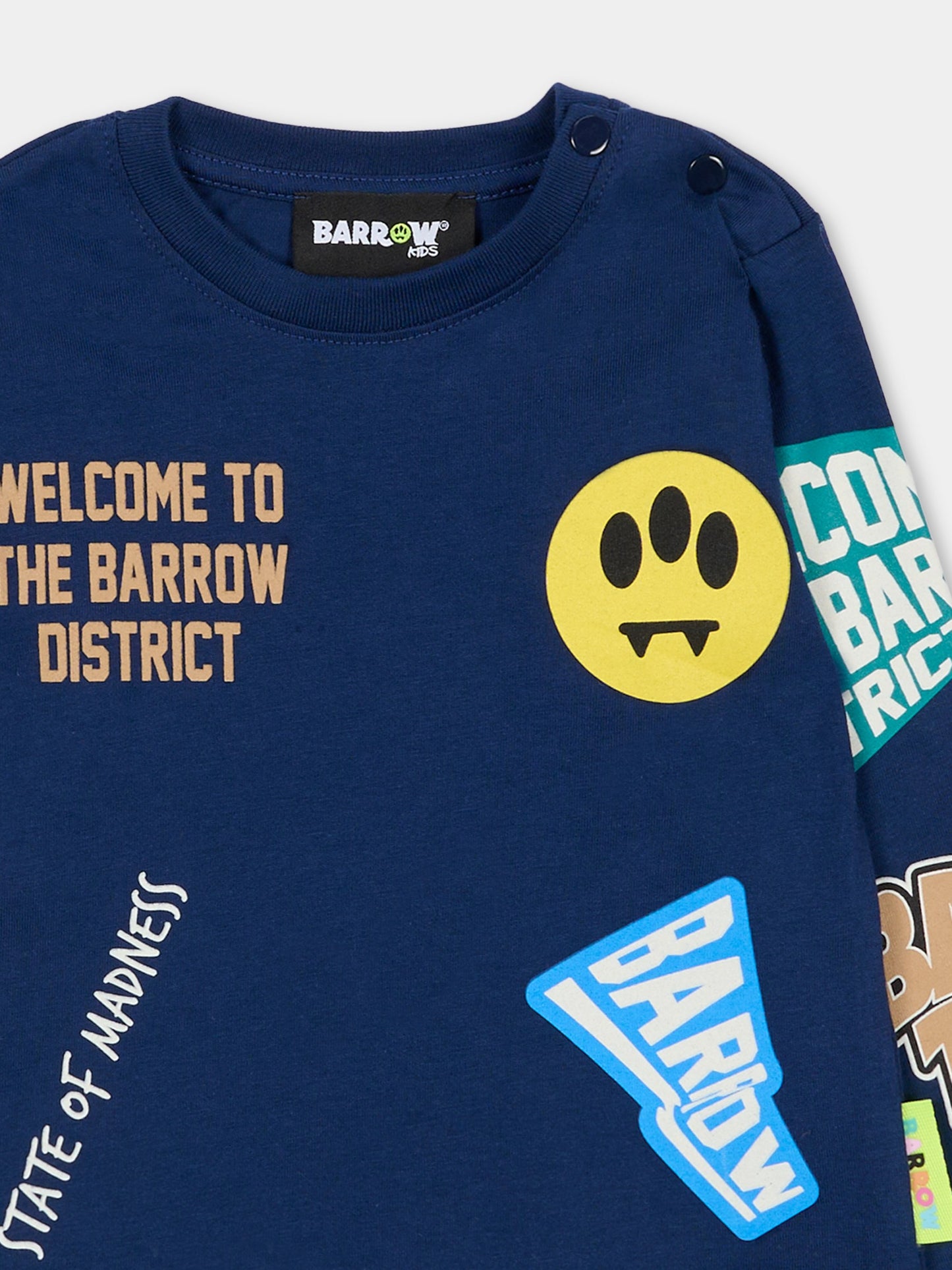 T-shirt blu per neonato con smiley,Barrow,F5BKUNTH215 060