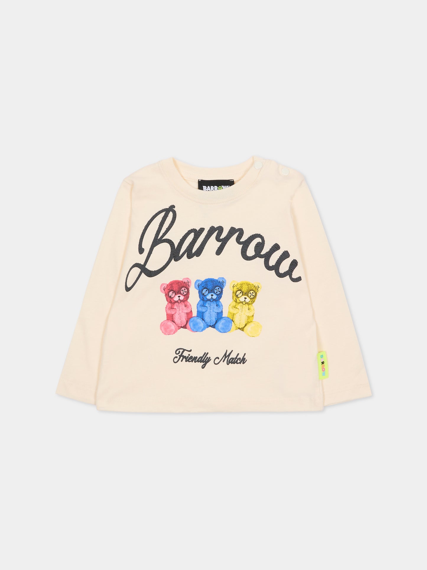 T-shirt avorio per neonati con stampa Bear,Barrow,F5BKUNTH217 013