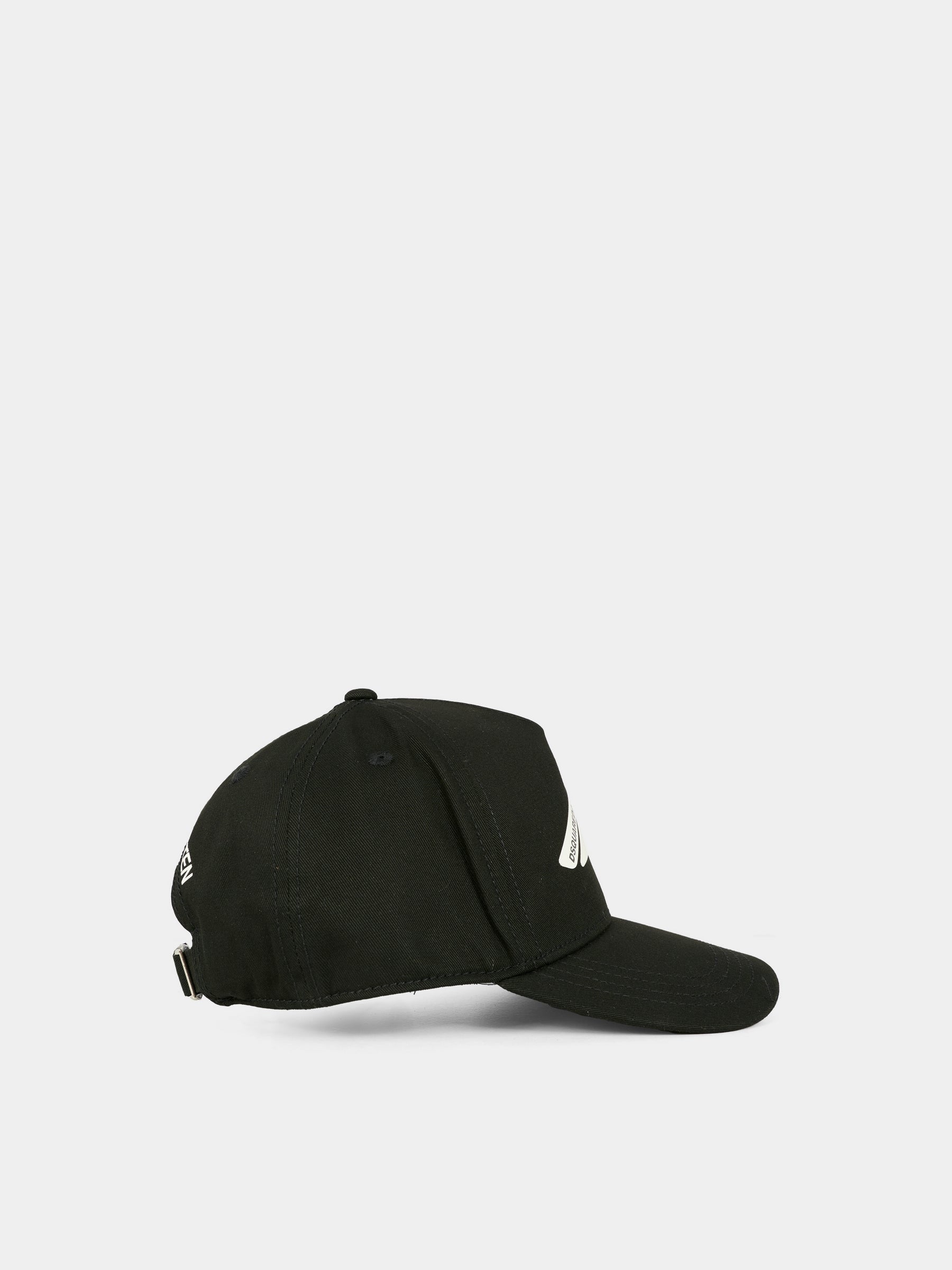Cappello nero per bambino con logo bianco,Dsquared2,DQ2955-D00YT-DQ900