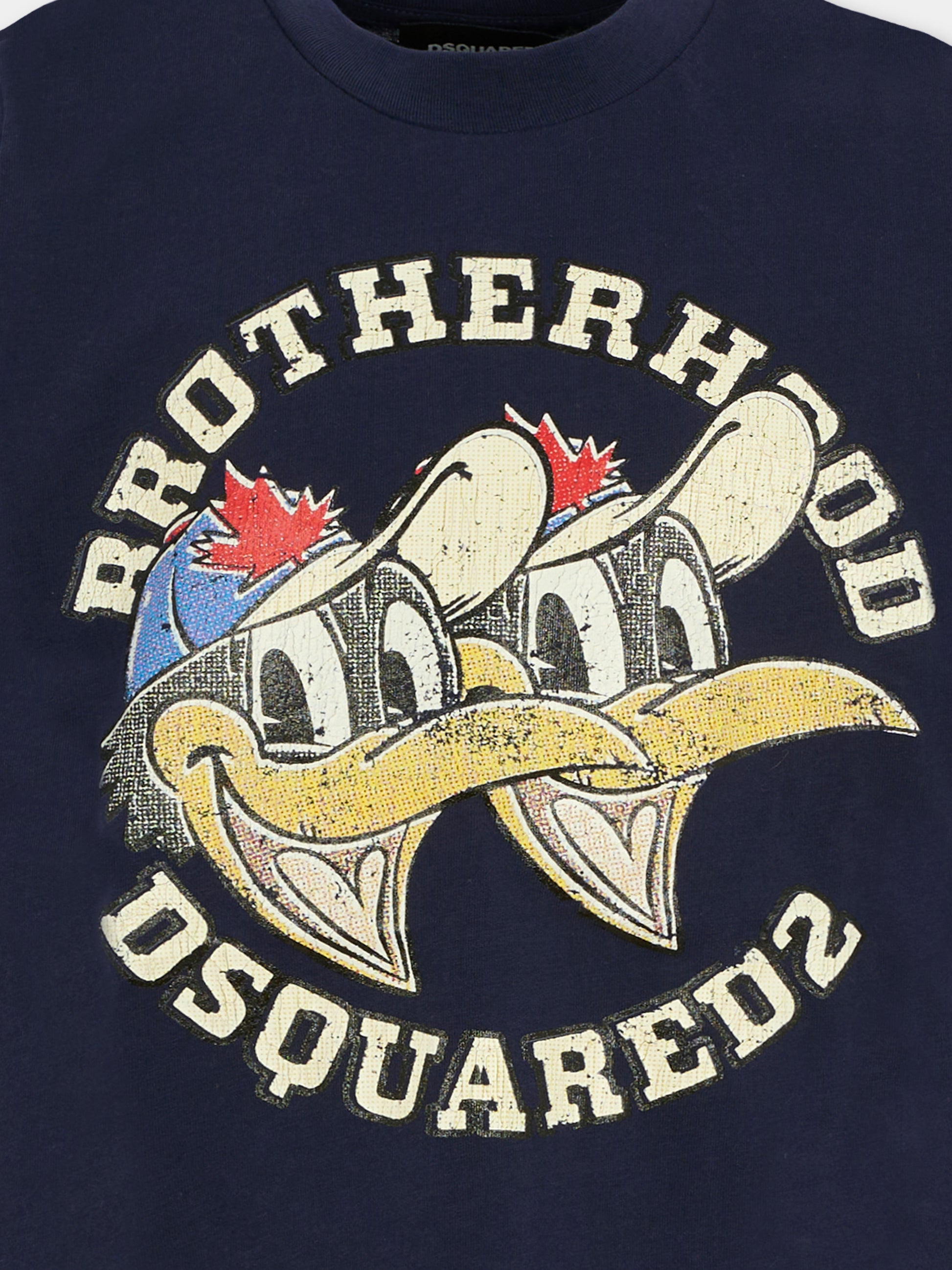 T-shirt blu per bambino con stampa paperi,Dsquared2,DQ2980-D008N-DQ864