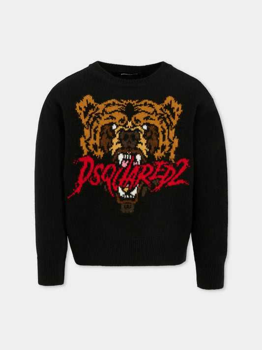 Maglione nero per bambino con orso,Dsquared2,DQ3069-D0AFE-DQ900