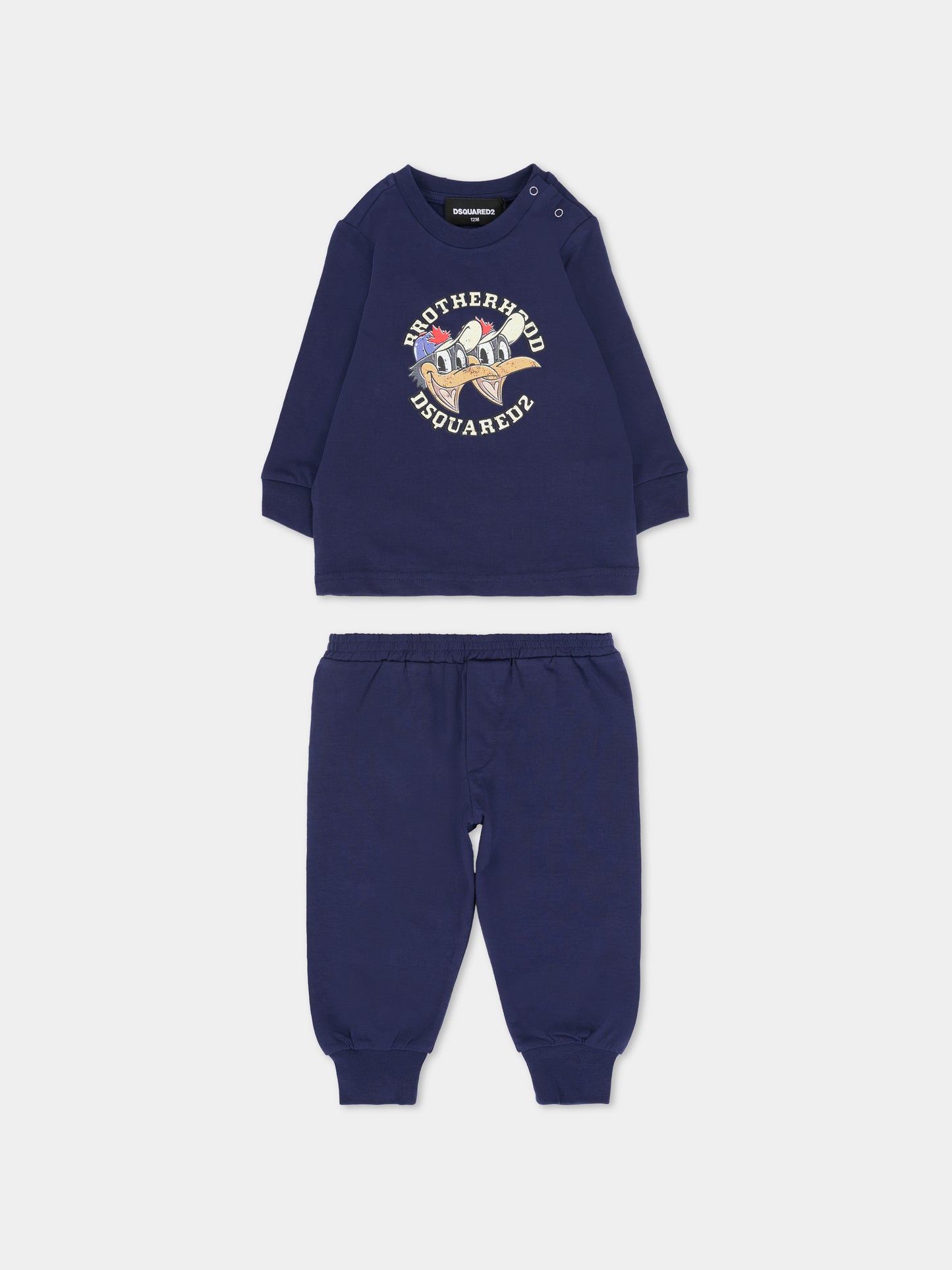 Pigiama blu per neonato con stampa paperi,Dsquared2,DQ3110-D008J-DQ864