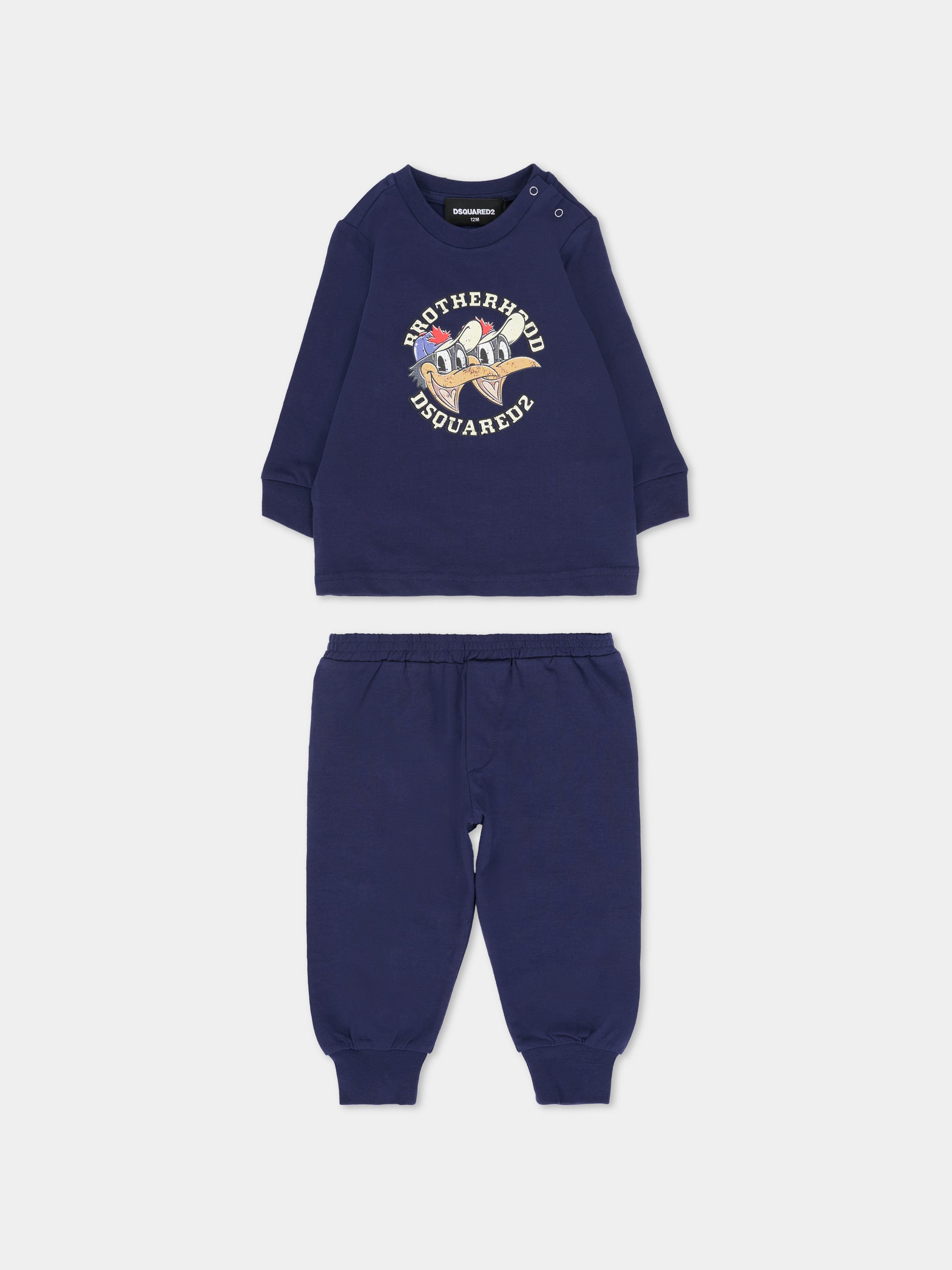 Pigiama blu per neonato con stampa paperi,Dsquared2,DQ3110-D008J-DQ864