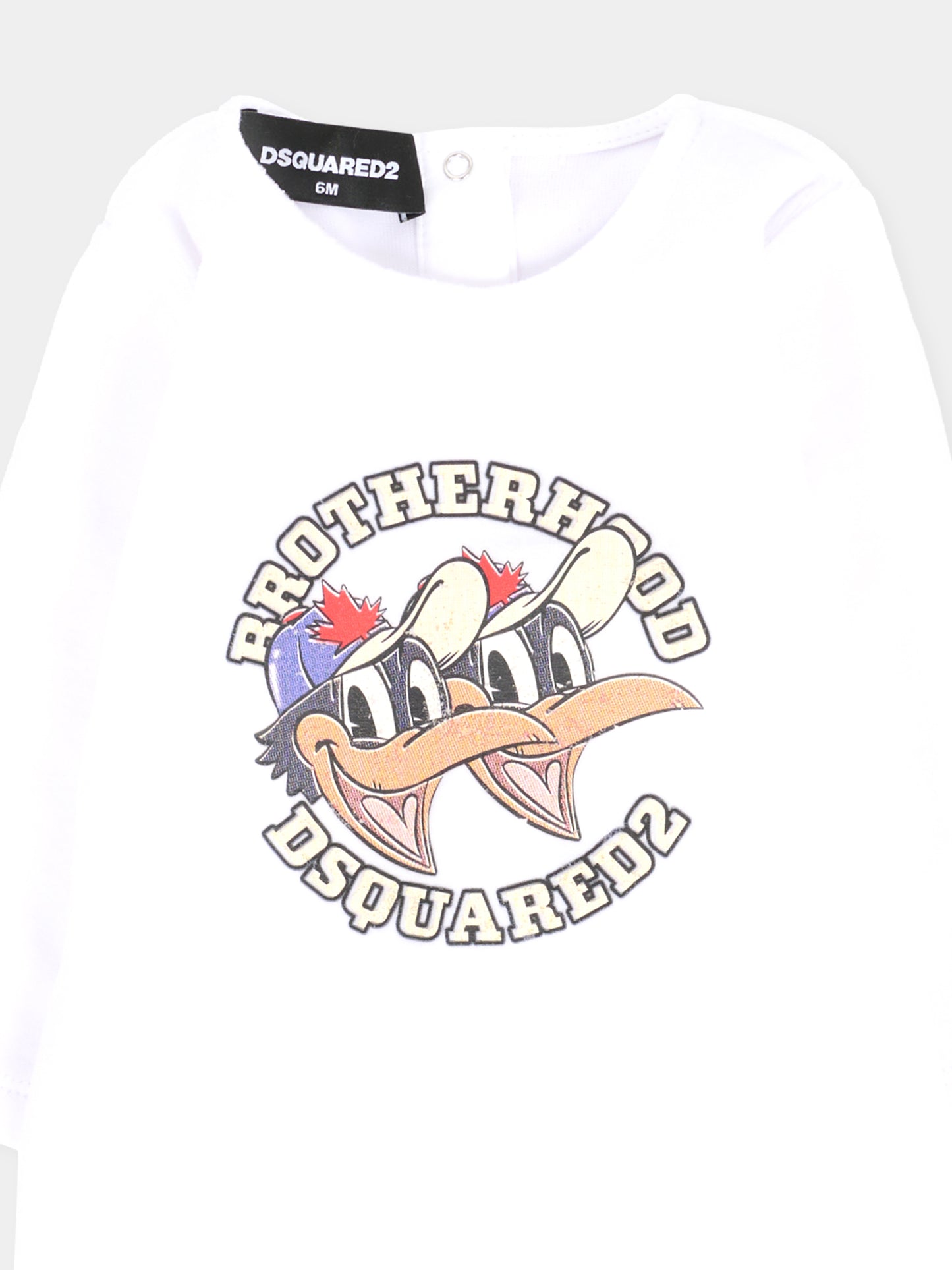 Tutina bianca per neonato con stampa paperi,Dsquared2,DQ3111-D0095-DQ100