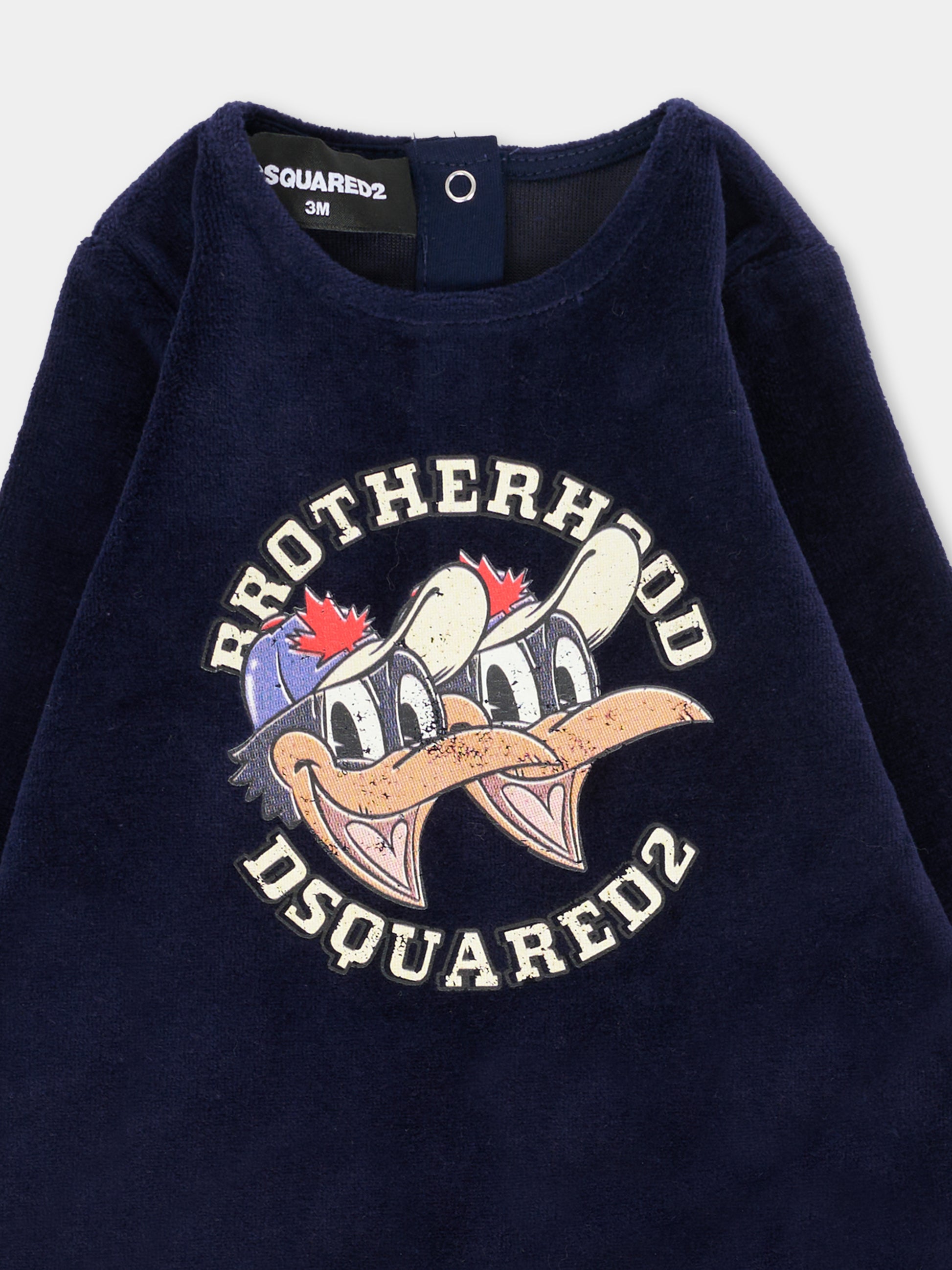 Tutina blu per neonato con stampa paperi,Dsquared2,DQ3111-D0095-DQ864