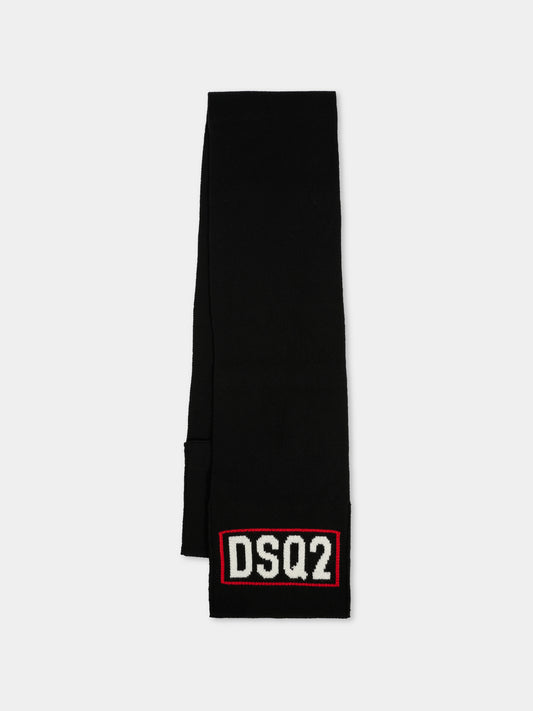 Sciarpa nera per bambino con logo,Dsquared2,DQ3121-D0AFJ-DQ900