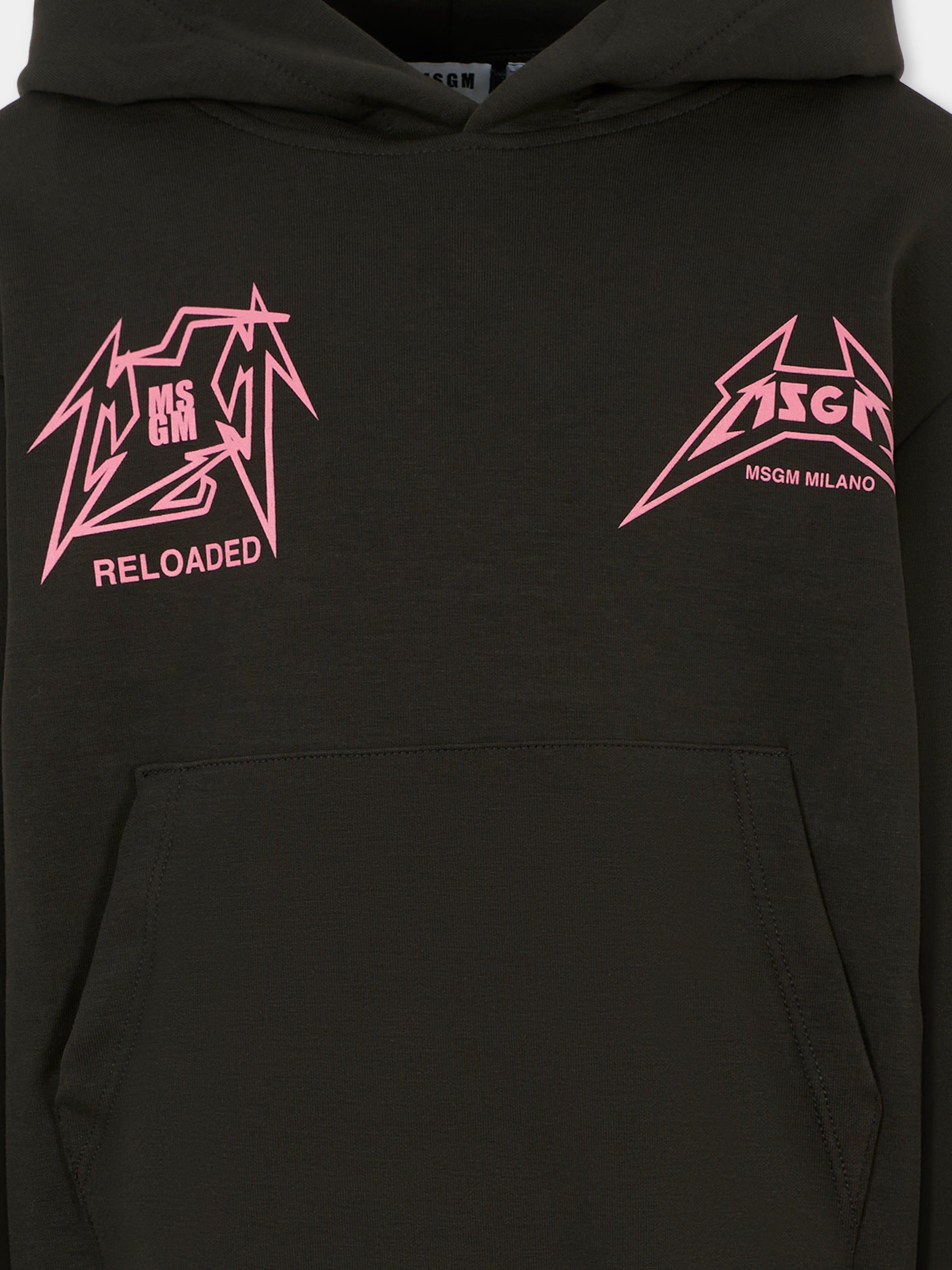 Felpa nera per bambina con logo,Msgm Kids,F5MSJGHS152 MS063