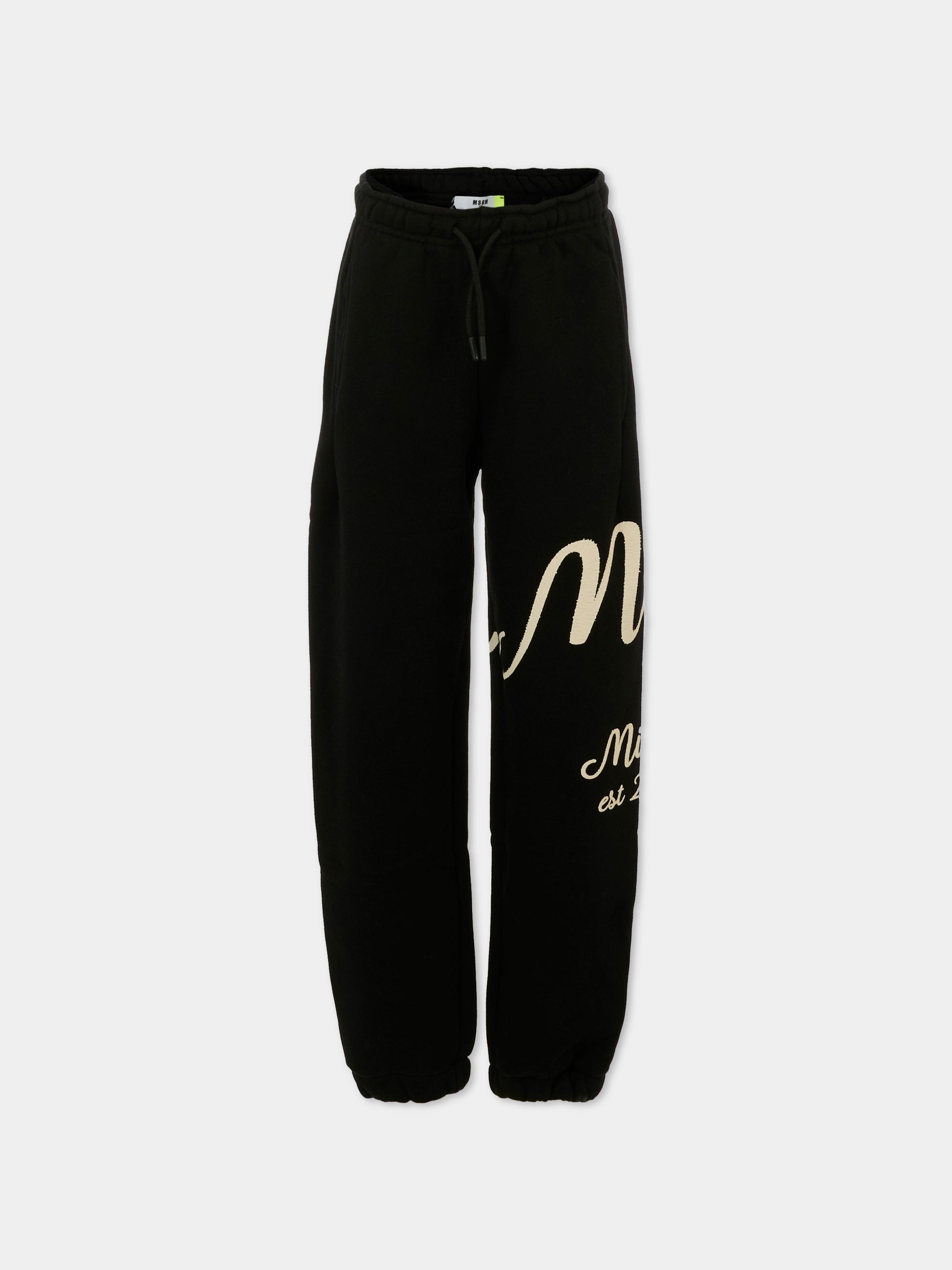 Pantaloni neri per bambino con logo,Msgm Kids,F5MSJBFP255 110