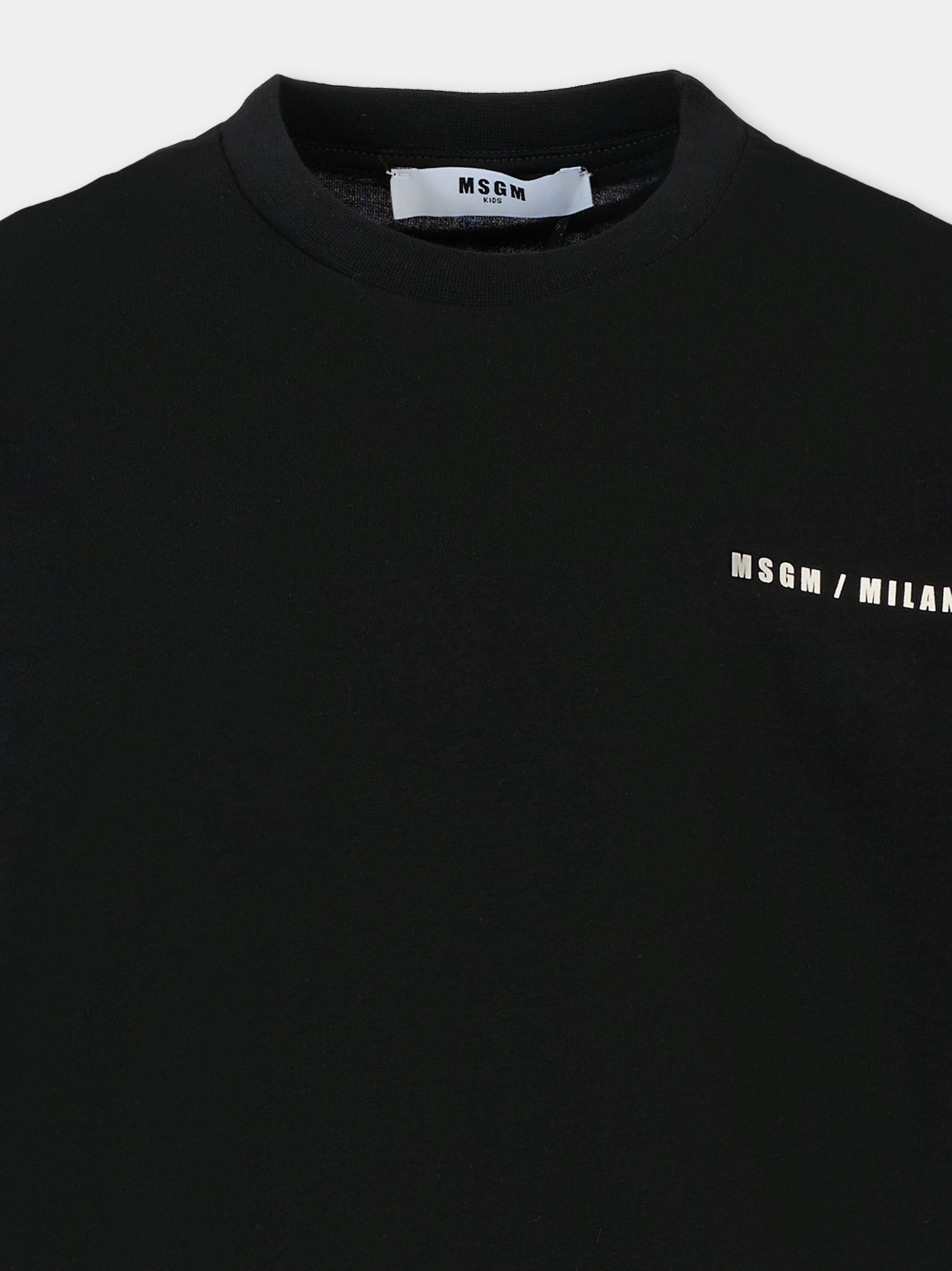 T-shirt nera per bambini con logo,Msgm Kids,F5MSJBTH224 110