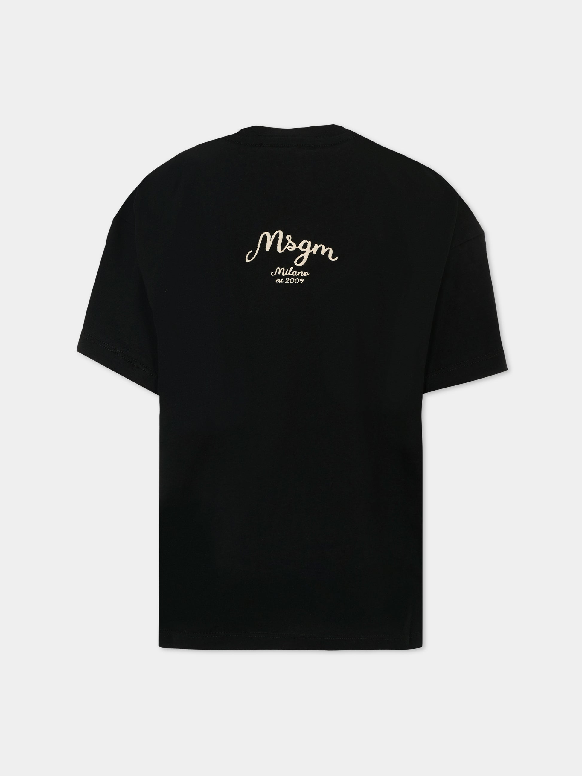 T-shirt nera per bambino con logo,Msgm Kids,F5MSJBTH253 110